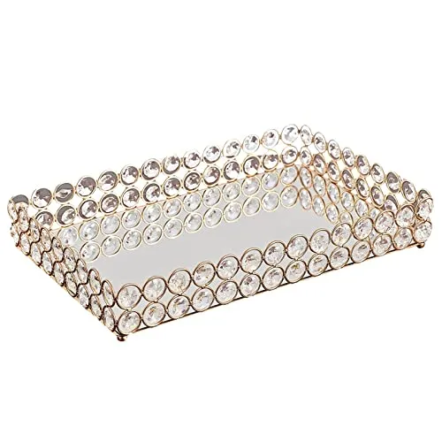 Pinakine® 3 Size - Mirrored Tray Home Decor Crystal Vanity Makeup Perfume Jewelry Tray 30x20x5cm|Home & Garden| Kitchen, Dining & Bar| Dinnerware & Serving Dishes| Trays|70024954PNKL