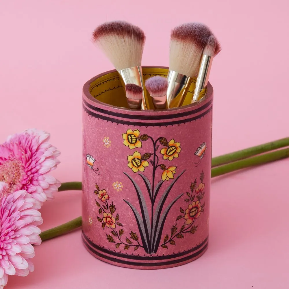 Pink Butterfly Tray and Holder Set