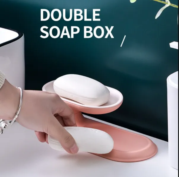 Portable Bathroom Soap Dishes Nordic Double-Layer Color Soap Holder
