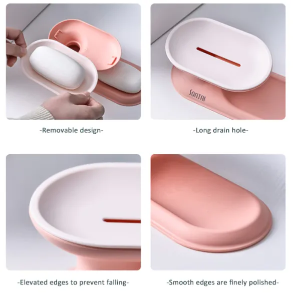 Portable Bathroom Soap Dishes Nordic Double-Layer Color Soap Holder