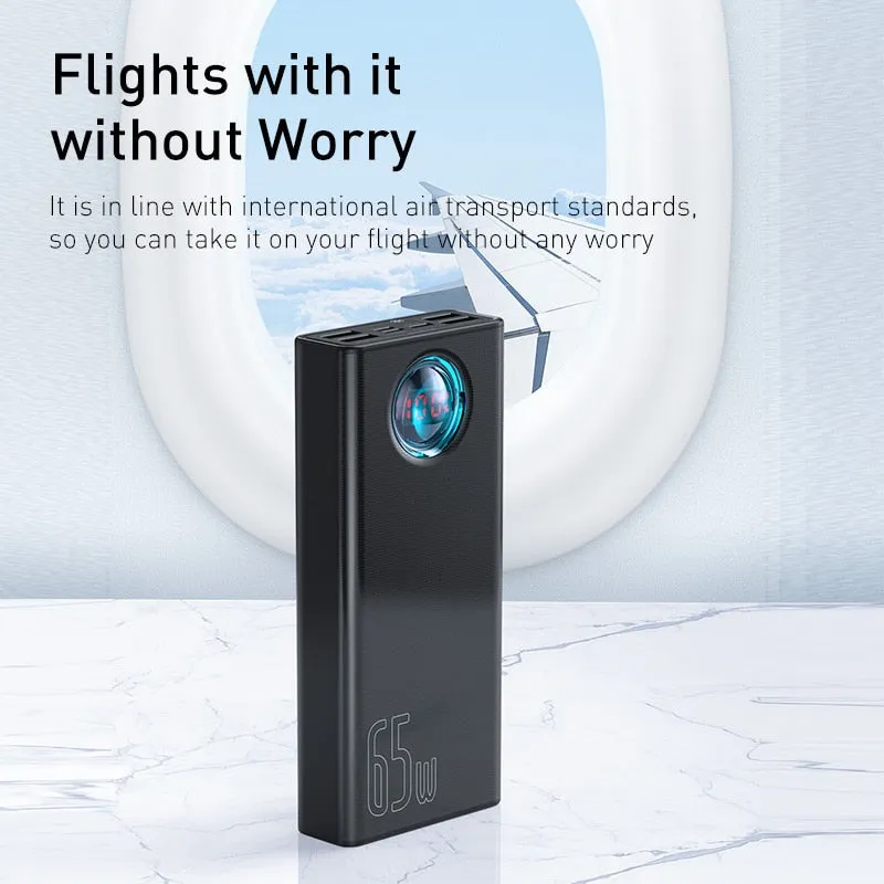Power Bank Portable Baseus 65W 30000mAh/20000mAh PD QC For Smart Phone Laptop Tablet