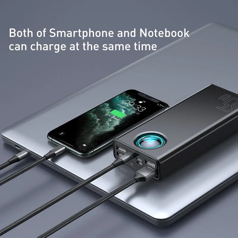 Power Bank Portable Baseus 65W 30000mAh/20000mAh PD QC For Smart Phone Laptop Tablet