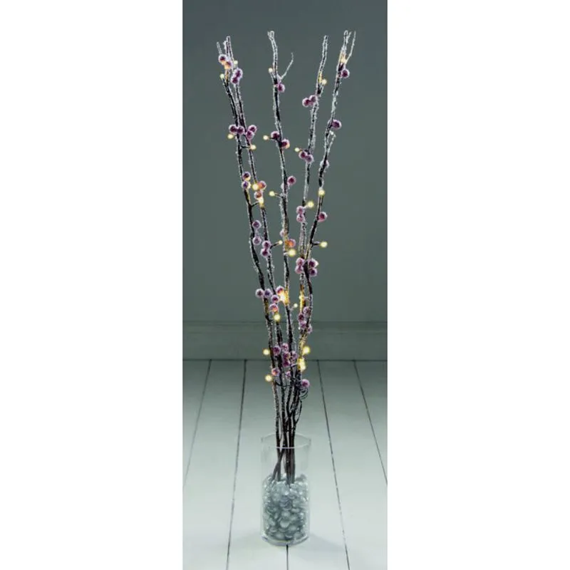 Premier 1m Natural Twig with Red Berries & LEDs