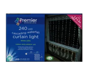 Premier 240 LED Waterfall Curtain Lights - White