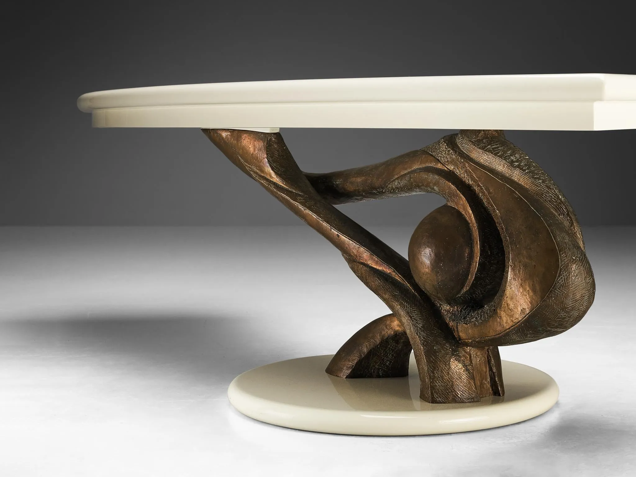Rare Marzio Cecchi Writing Desk with Sculpted Bronze Base