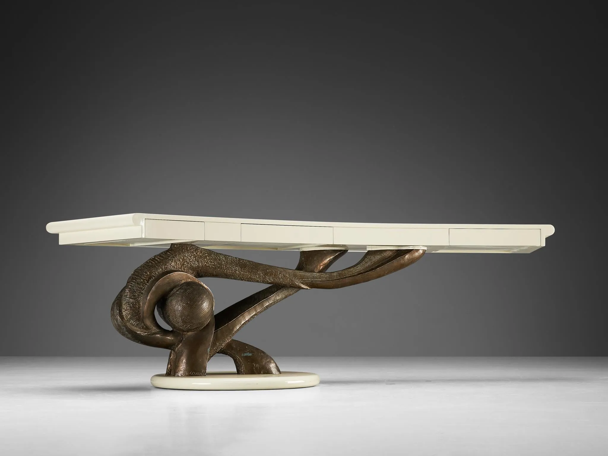 Rare Marzio Cecchi Writing Desk with Sculpted Bronze Base