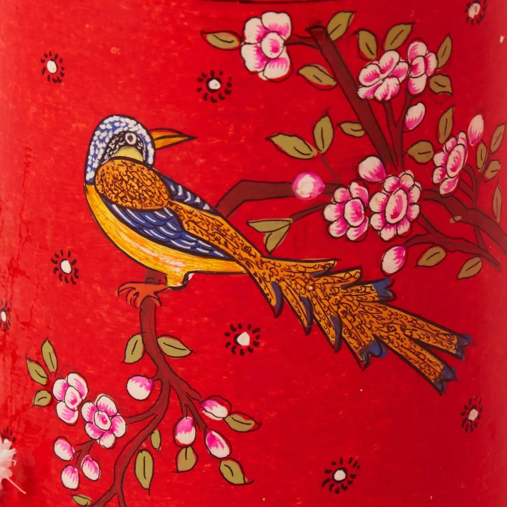 Red Spring Floral Pen Brush Holder