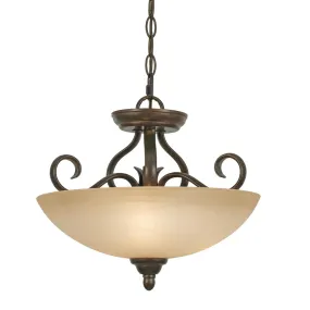 Riverton Semi-Flush (Convertible) in Peppercorn with Linen Swirl Glass