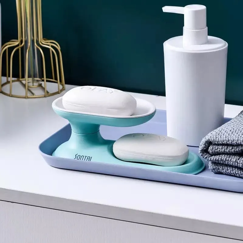 Rotating Double Layer Drain Plastic Soap Holder, Soap Storage Box, 360˚ Degree Rotation Double Layer Bathroom Soap Dish, Household Bathroom Accessories Soap Box