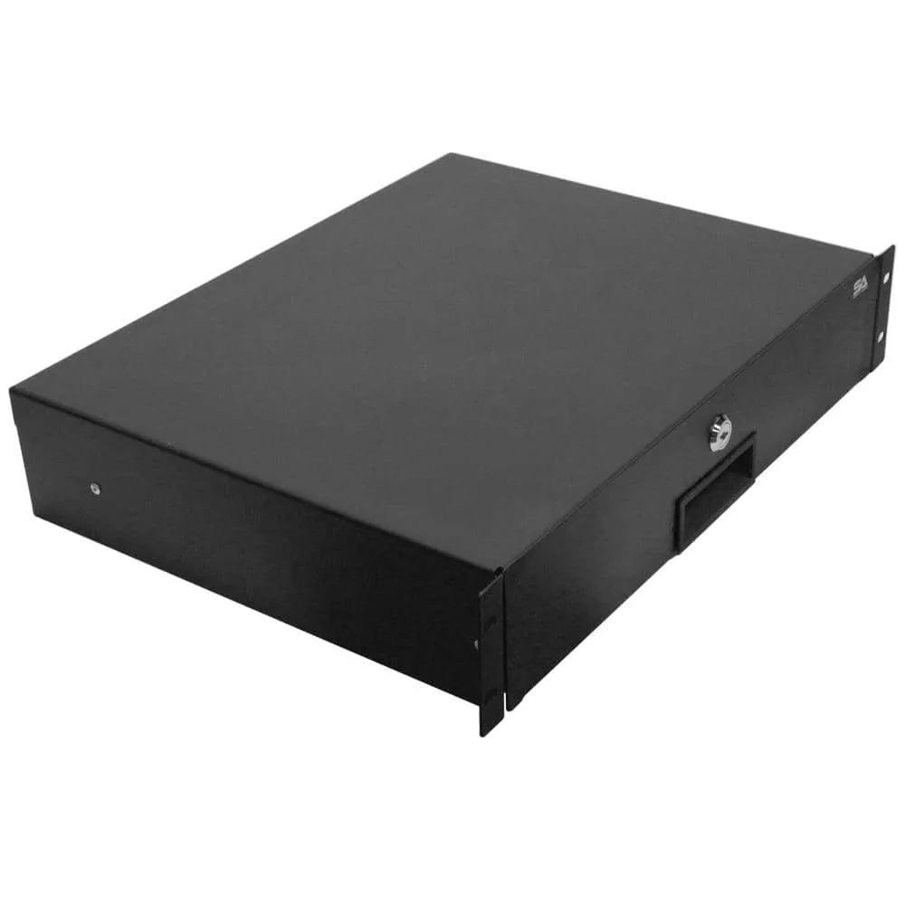 SA-RD2 - 2 Space PA/DJ Metal Rack Case Locking Drawer - 2U Server Cabinet Drawer with Key