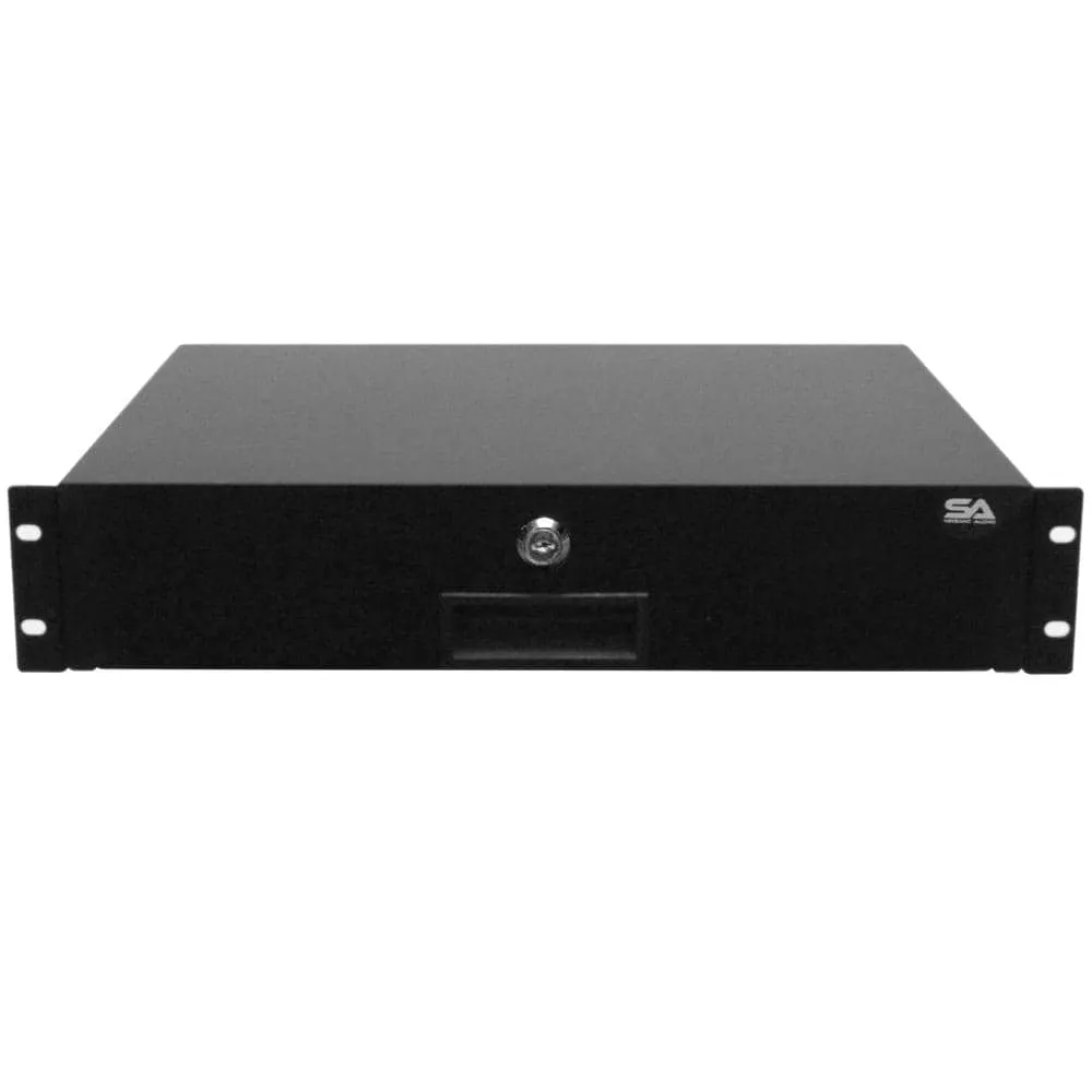 SA-RD2 - 2 Space PA/DJ Metal Rack Case Locking Drawer - 2U Server Cabinet Drawer with Key