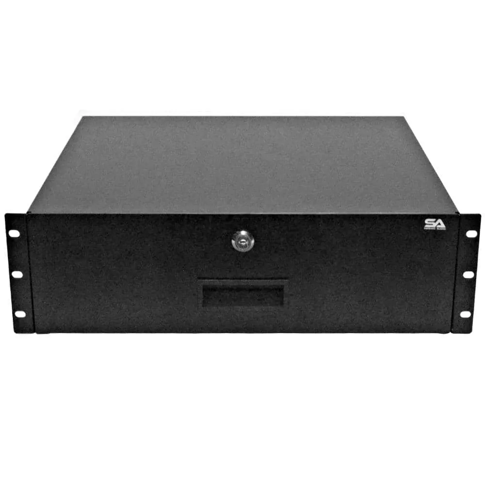SA-RD3 - 3 Space PA/DJ Metal Rack Case Locking Drawer - 3U Server Cabinet Drawer with Key