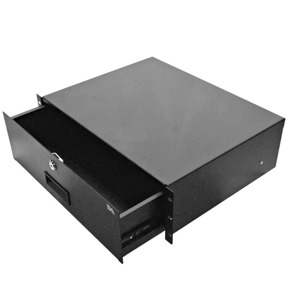 SA-RD3 - 3 Space PA/DJ Metal Rack Case Locking Drawer - 3U Server Cabinet Drawer with Key