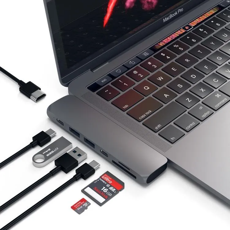 Satechi USB-C Pro Hub w/ 4K HDMI & Thunderbolt 3 - Silver