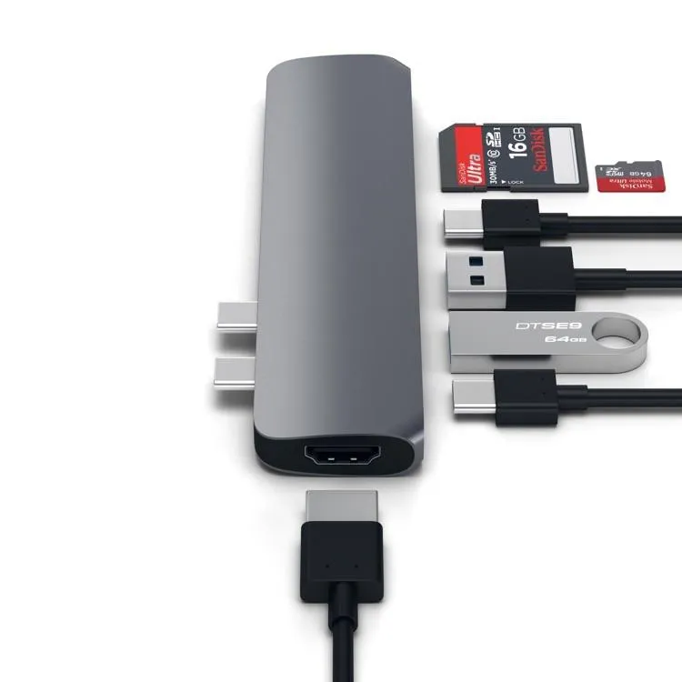 Satechi USB-C Pro Hub w/ 4K HDMI & Thunderbolt 3 - Space Grey