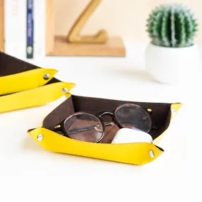 Set of 3 Lemon Elegant Leather Desk Organizer Tray