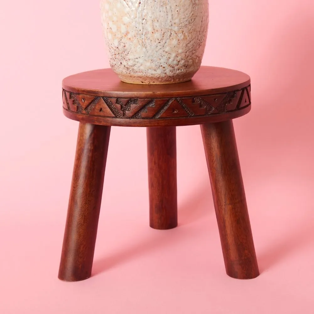 Short Dark Wood Indoor Plant Stand