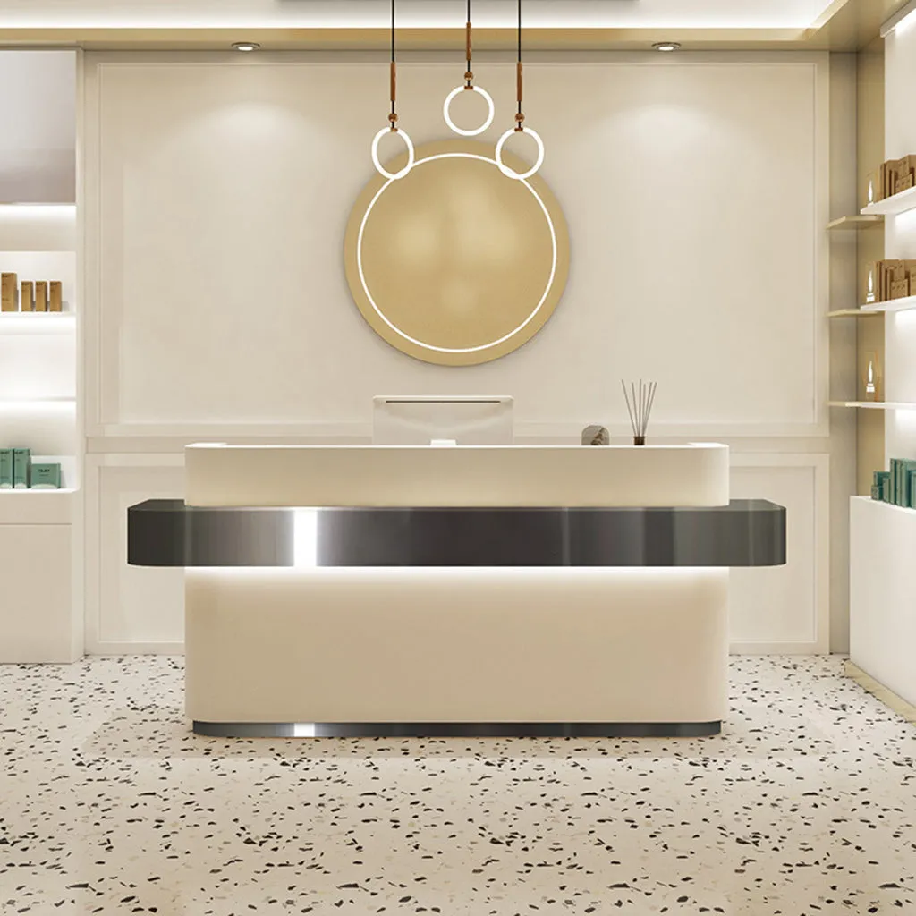 Small Straight Reception Desk with Large Desktop and Storage for Stores JDT-1020