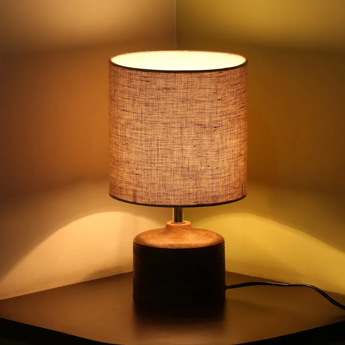 'Starlight' Round Table Lamp In Mango Wood (14 inch)