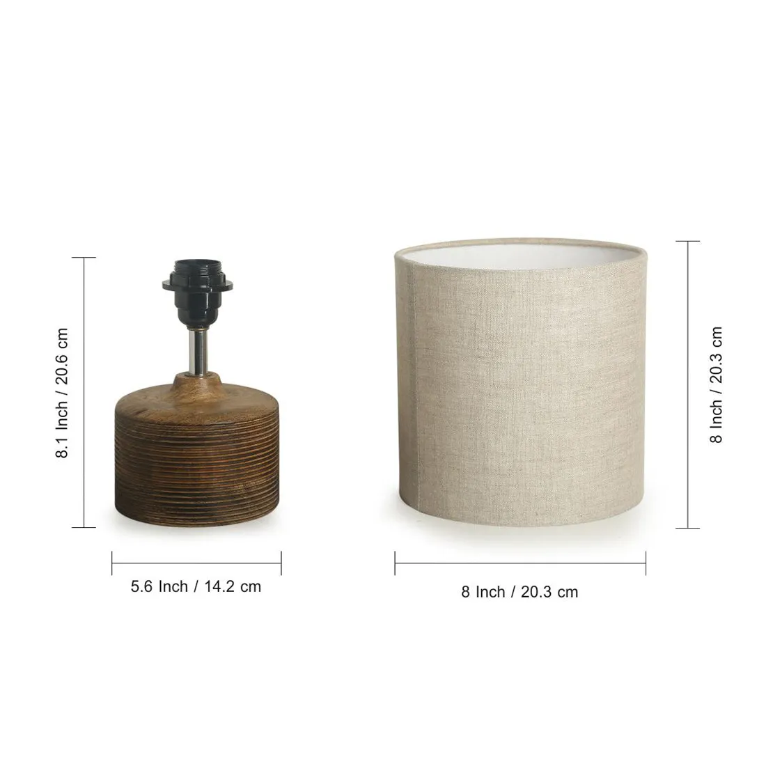 'Starlight' Round Table Lamp In Mango Wood (14 inch)
