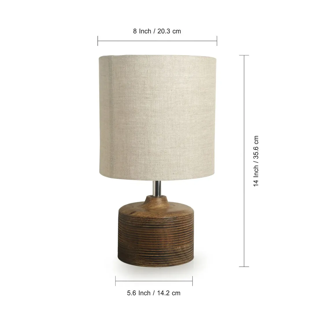 'Starlight' Round Table Lamp In Mango Wood (14 inch)