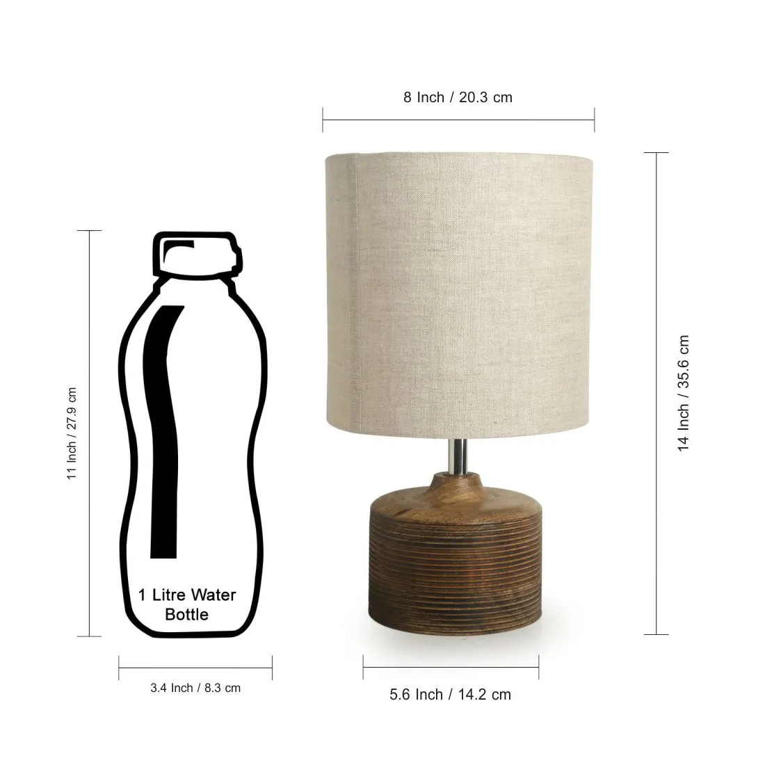 'Starlight' Round Table Lamp In Mango Wood (14 inch)