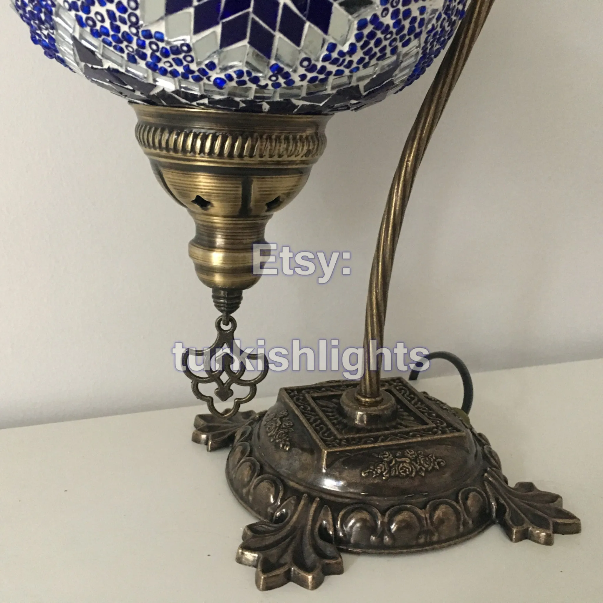 SWAN NECK MOSAIC TABLE LAMP, LARGE GLOBE, SPECIAL EDITION