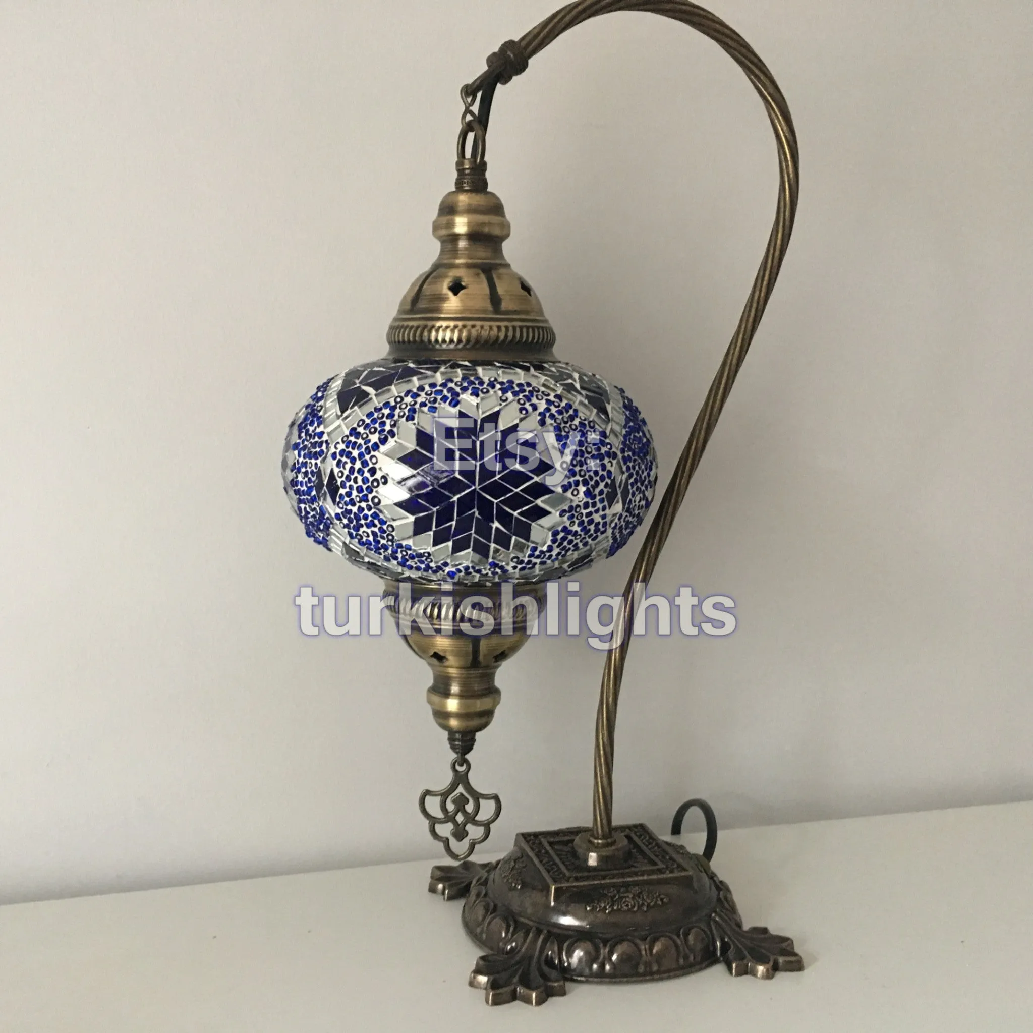 SWAN NECK MOSAIC TABLE LAMP, LARGE GLOBE, SPECIAL EDITION