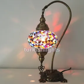 SWAN NECK MOSAIC TABLE LAMP, LARGE GLOBE