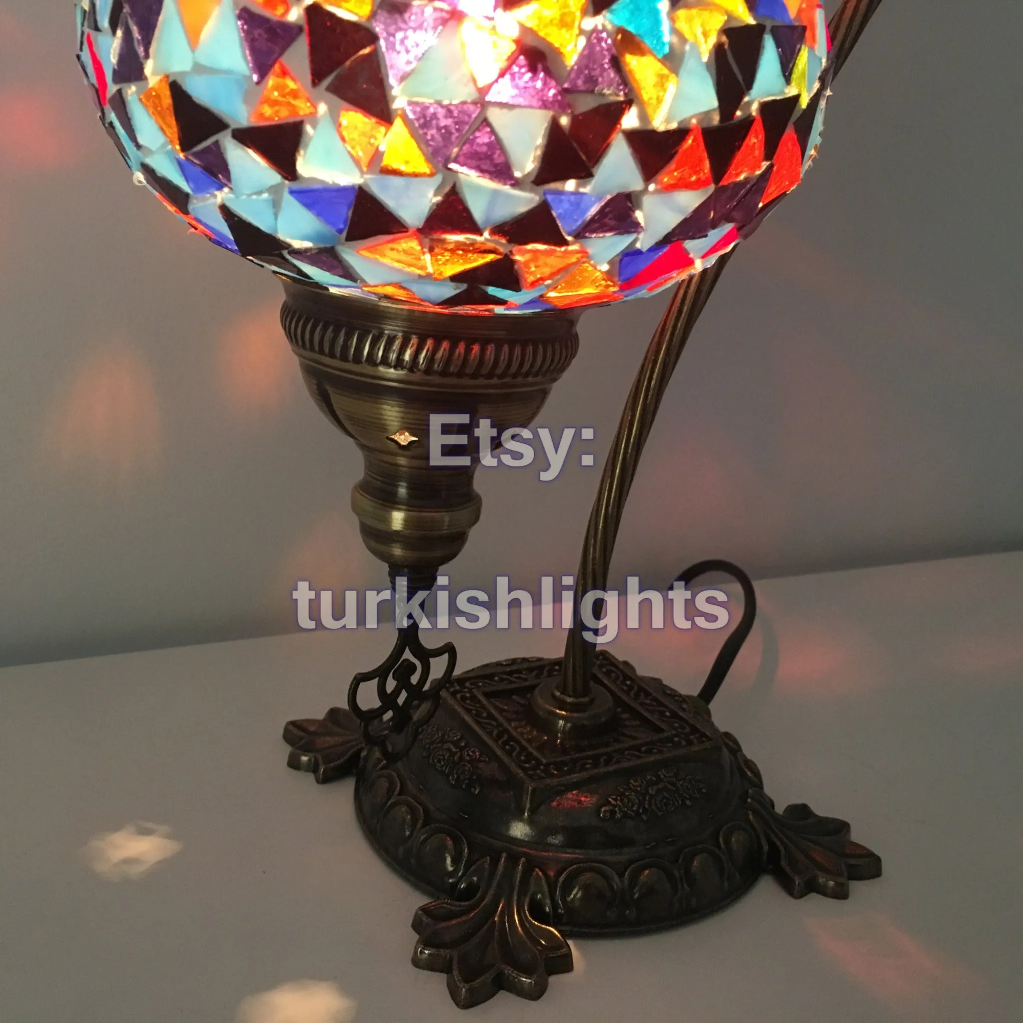 SWAN NECK MOSAIC TABLE LAMP, LARGE GLOBE