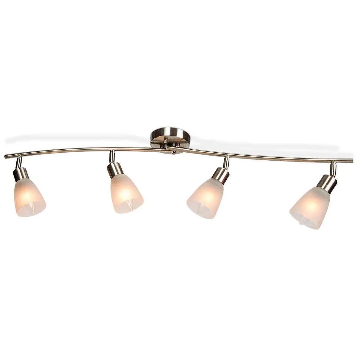Tangkula 4-Light Adjustable LED Track Lighting, Modern Celing Light Fixture with Glass Shade(Silver)