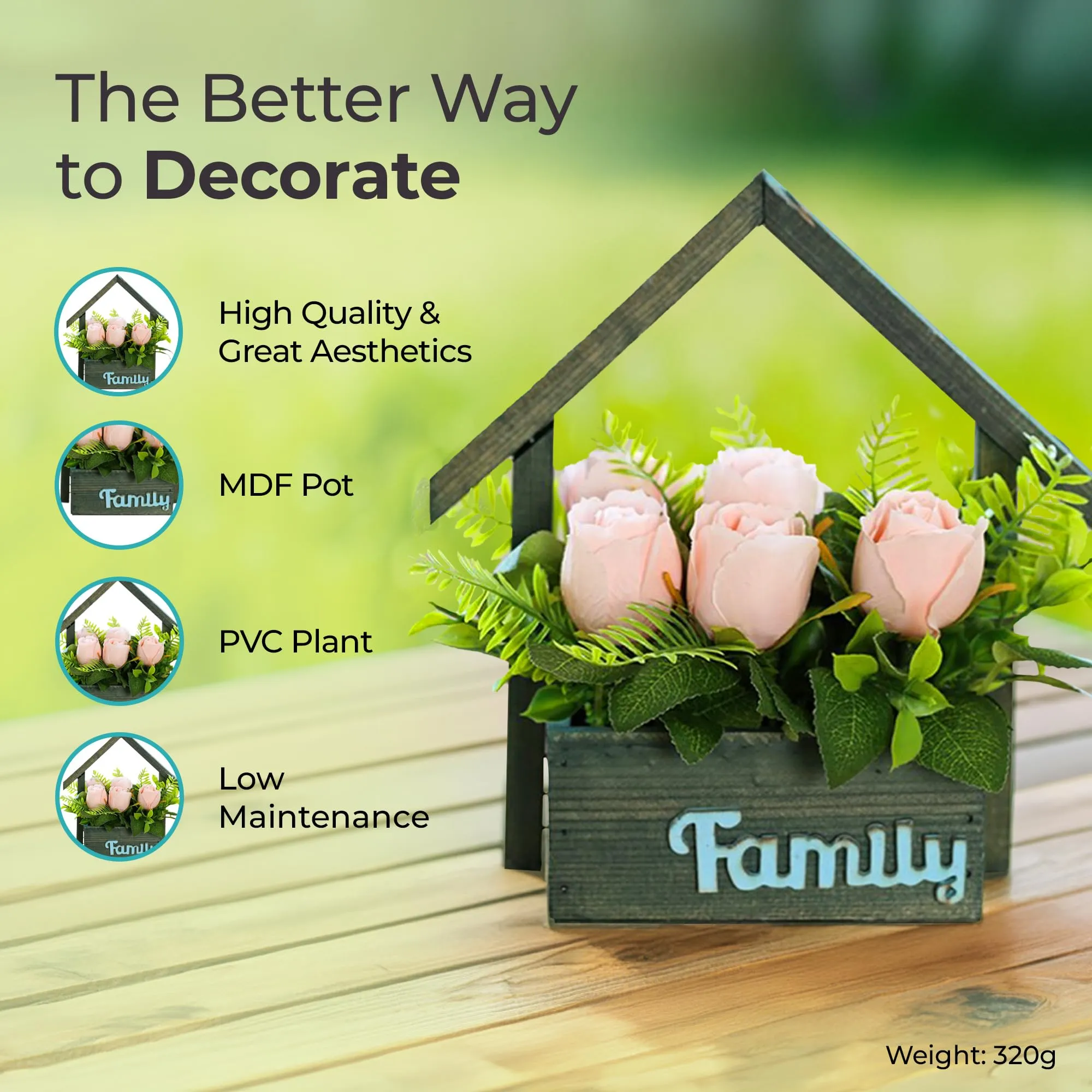 The Better Home Artificial Flowers for Decoration I Aesthetic Room Decor Items for Living Room, Bedroom, Hall | Fake Plants for Office Desk, Shelves, Tabletops | Light Pink Roses I 25 CM Long |