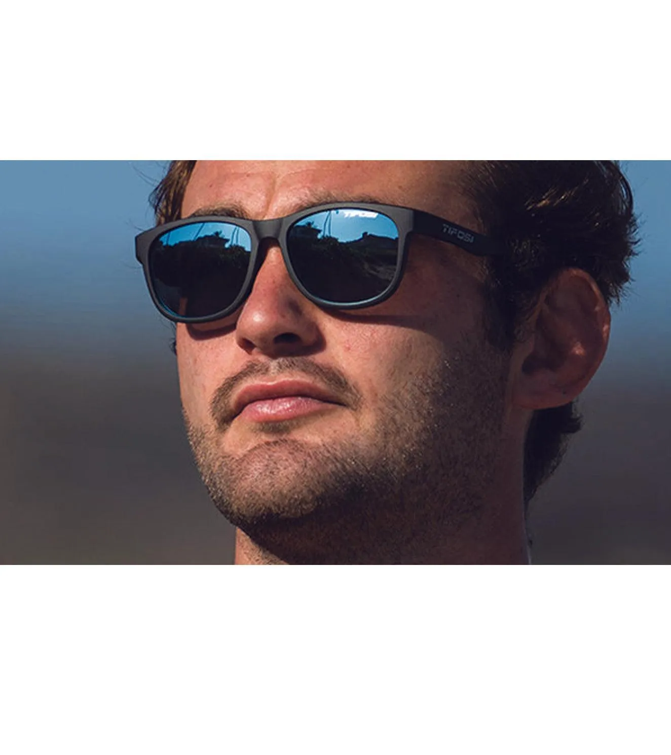 Tifosi swank Sunglasses - Satin black smoke bright blue