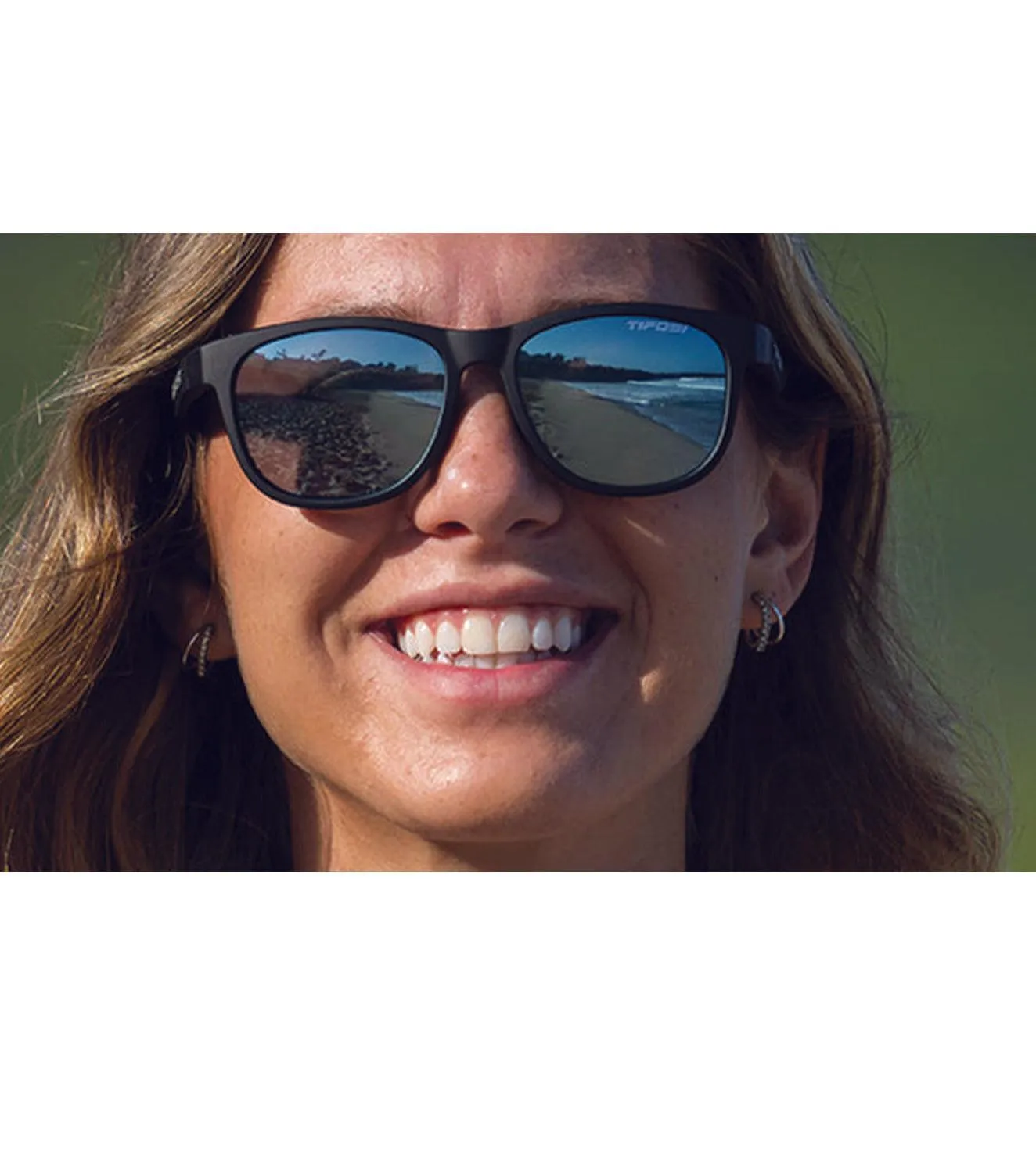 Tifosi swank Sunglasses - Satin black smoke bright blue