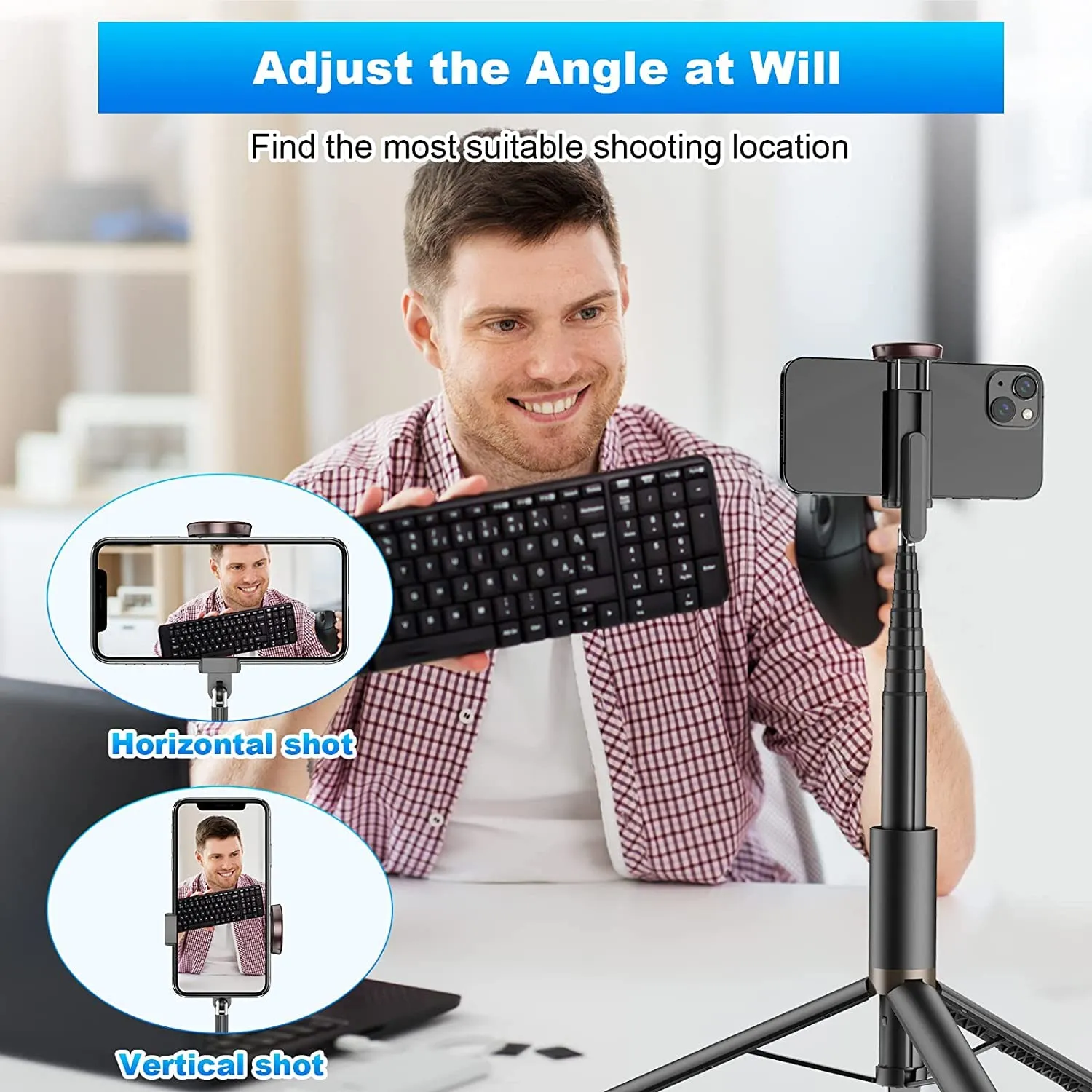 TONEOF 152cm Phone Selfie Stick Tripod, All-in-1 Tripod with Wireless Remote for 4"-7" Phone（TONEOF-AE is the Only Genuine Store)