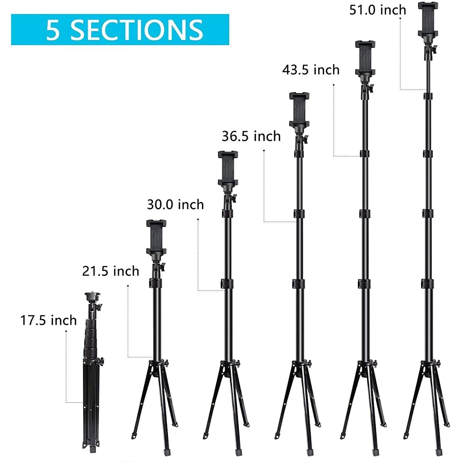 UBeesize 51" Extendable Tripod Stand with Bluetooth Remote