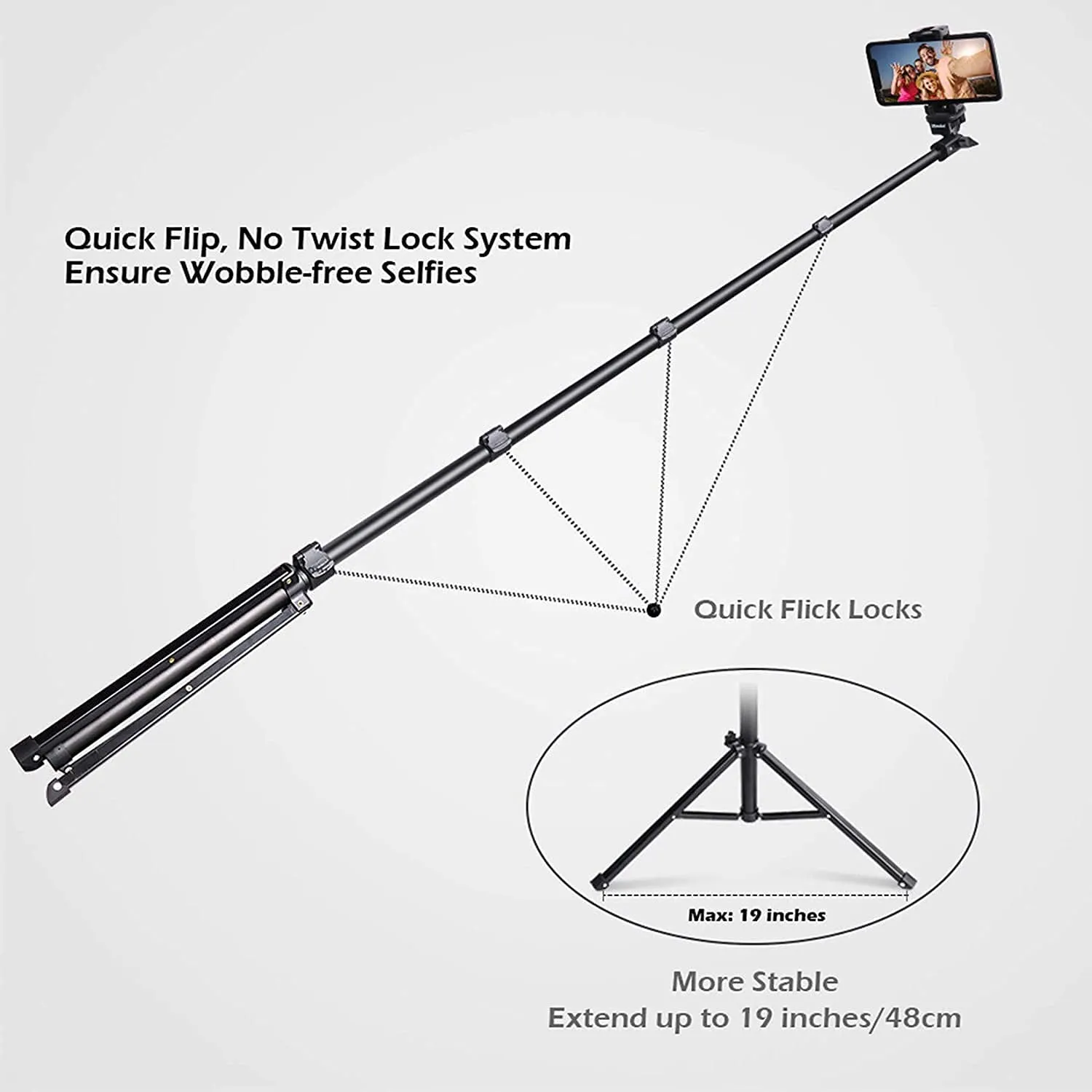 UBeesize 51" Extendable Tripod Stand with Bluetooth Remote