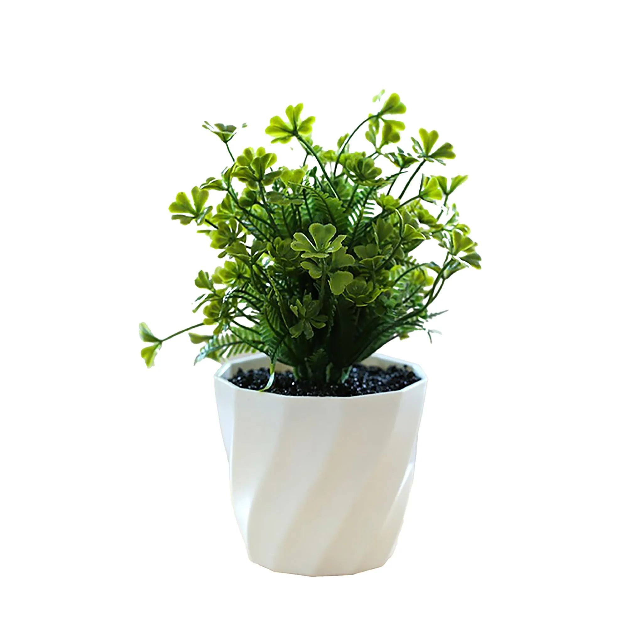 UMAI Artificial Plant with Pot for Home Decor 22 cm | Small Grass Balls Plastic Plants for Office Desk Bedroom Balcony Living Room | Natural Look Decoration - Table Top Shelves Green