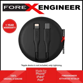 Uniq Halo Smart Cable Organiser ( USB-C to Lightning ) Support 18W PD - Black (Barcode: 8886463665992 )