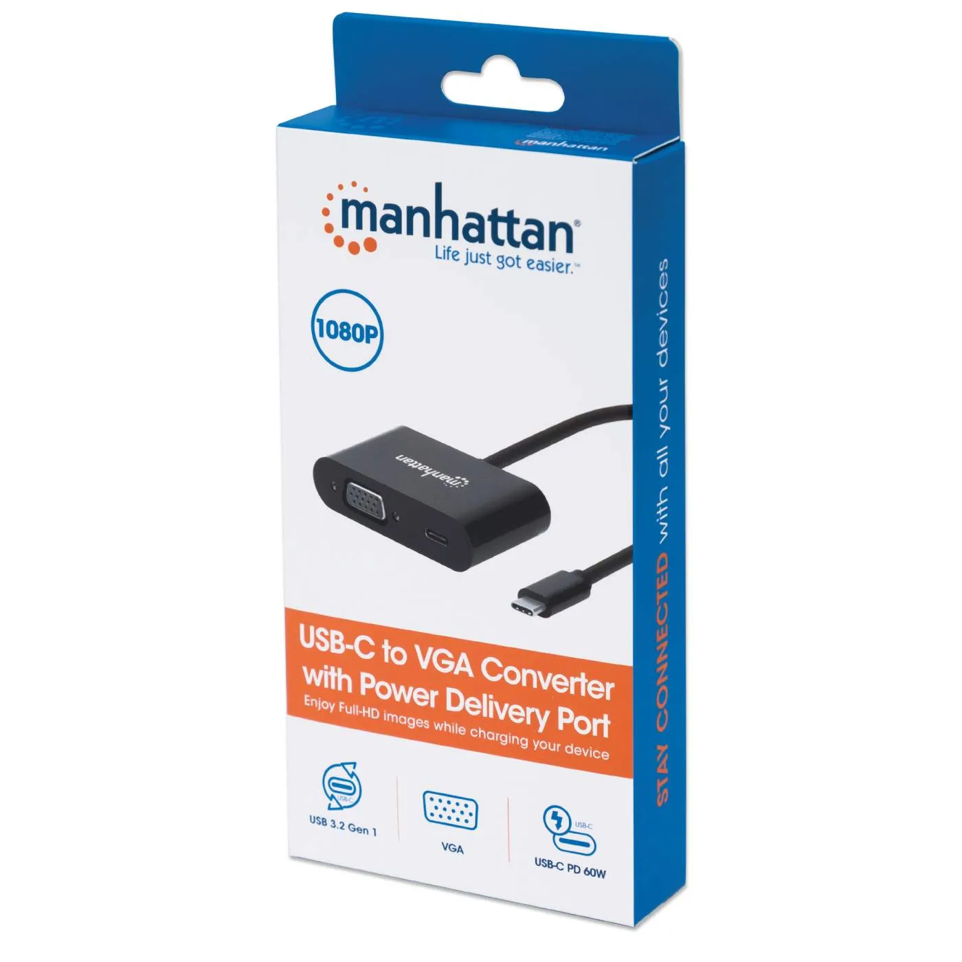 USB-C to VGA Converter with Power Delivery Port