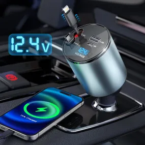 valiant 4 in 1 Retractable Car Charger 66W Fast Car Phone Charger with Retractable Cables