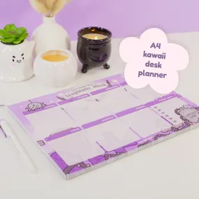 Vampies Vault A4 Weekly Desk Planner | Gothic Halloween Stationery | Kawaii Spooky Vampire, Spider & Bat Organizer