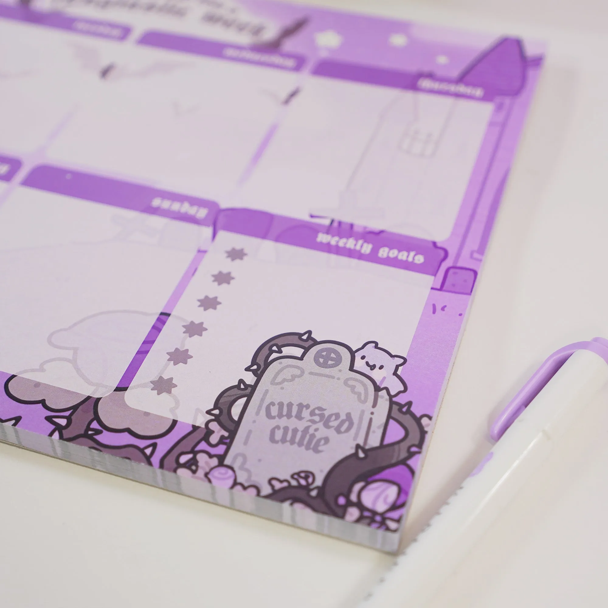 Vampies Vault A4 Weekly Desk Planner | Gothic Halloween Stationery | Kawaii Spooky Vampire, Spider & Bat Organizer