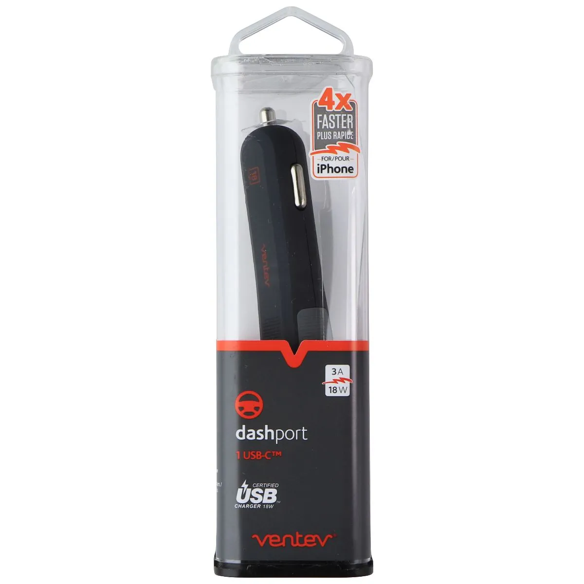 Ventev (18W/3A) Dashport UBC-C Rapid Charge Car Adapter - Gray (DPPD1180VNW)