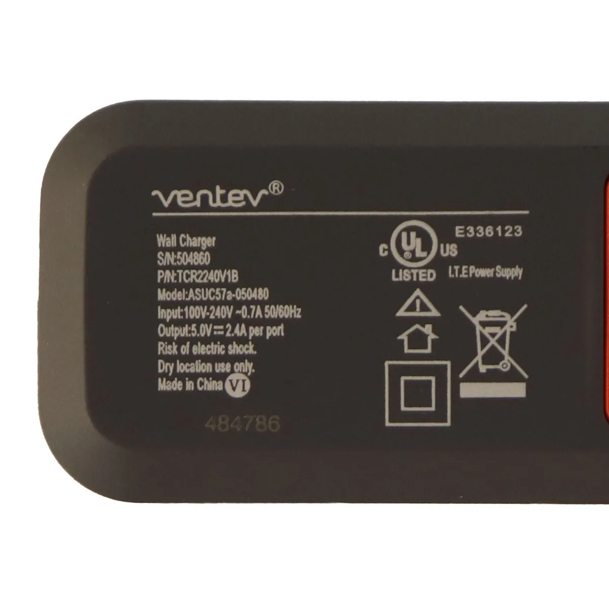 Ventev 4.8A Wall Charger R2240 Adapter with Dual USB Ports - Matte Gray