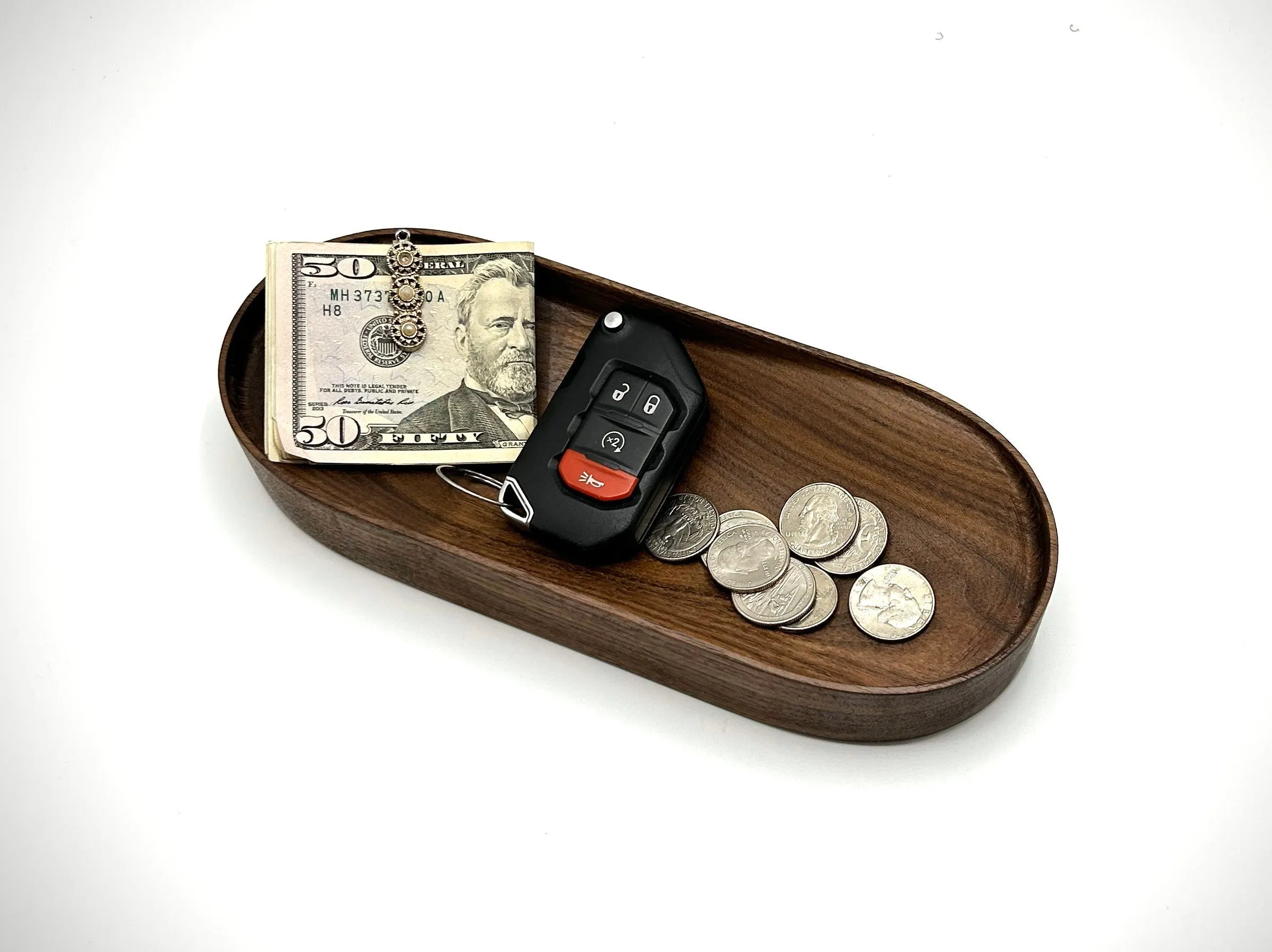 Walnut Catchall, Valet Tray, Wooden Desk Organizer