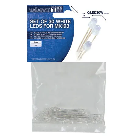 White 3mm LED Set - 30pcs - 3.2V