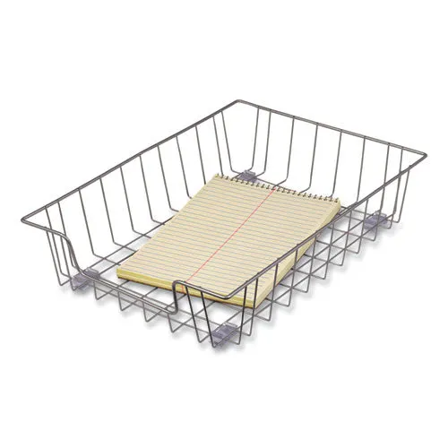 Wire Desk Tray Organizer, 1 Section, Letter Size Files, 10" X 14.13" X 3", Silver