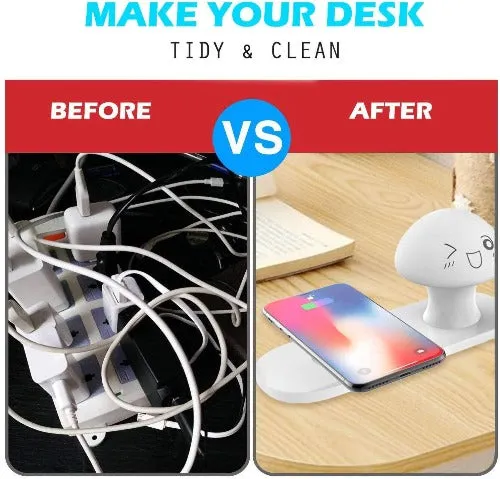 Wireless Charger With Touch-Control Silicone Mushroom Night Light For Bedroom
