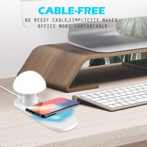 Wireless Charger With Touch-Control Silicone Mushroom Night Light For Bedroom